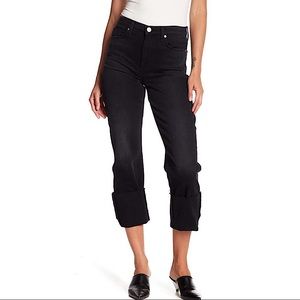 NWOT HUDSON JEANS black Zoey cuffed raw hem jeans 28 new without tags